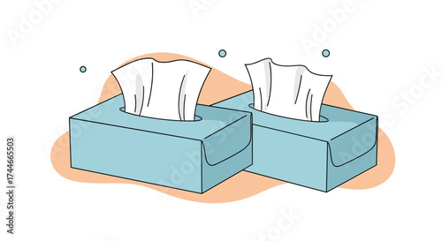 Two boxes of tissues are shown side by side on a light orange background.