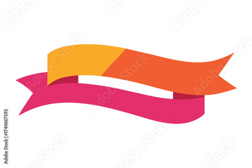 Colorful intertwined ribbons banner, flat design with bright hues and curves