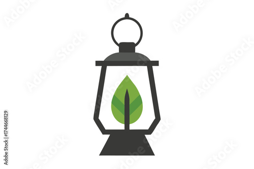 Green Leaf Lantern Symbol of Eco Friendly Energy and Sustainable Future