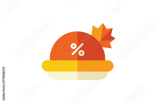 Discount Hat Illustration with Autumn Leaf Element for Fall Season Promotions