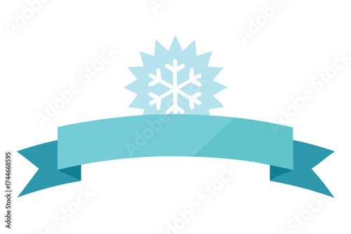 Winter themed banner with snowflake emblem and light blue color scheme