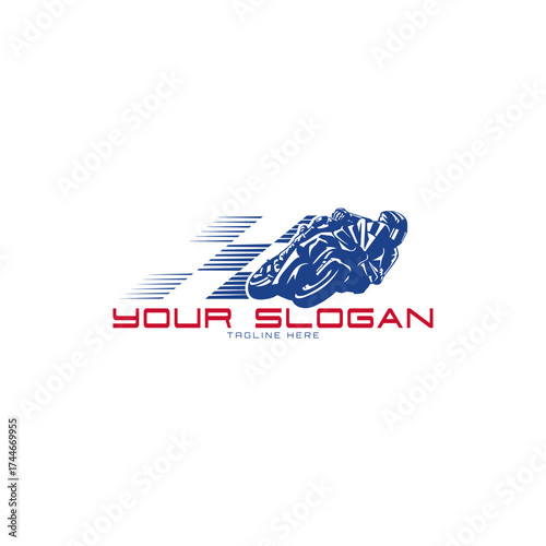 Isolated Superbike Logo Design Template. Motorcycle Racer Rider Racing Team Badge Icon