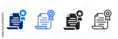 Honor Certificate Icon Set Multiple Style Vector Illustration 