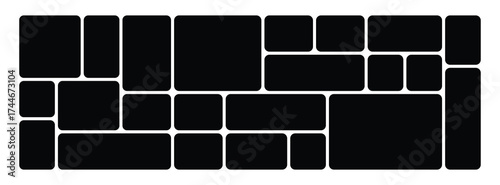 Vector blank collage of photo frames arranged in bento grid pattern