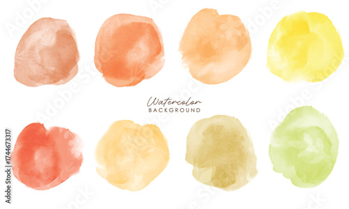 Set of Autumn abstract watercolor with autumn tone