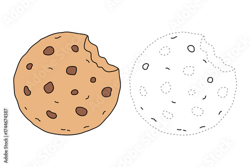 Cookies trace and coloring pages for kids printable