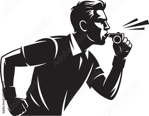 Coach blows whistle, signaling start of decisive game play