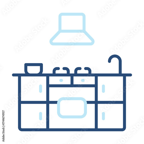 Kitchen Icon Color Outline Style. Vector Illustration Design