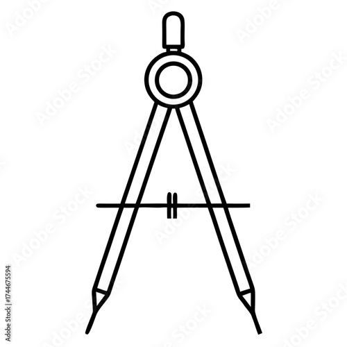 Illustration of a compass drawing tool with a line intersecting the legs