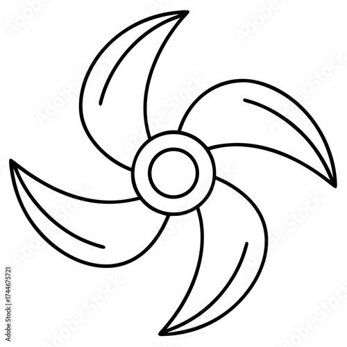 Outline drawing of a propeller with four blades and a circular center