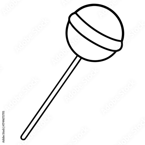 Wallpaper Mural Illustration of a round lollipop with a stick in black and white outline Torontodigital.ca