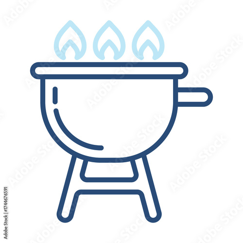 Grill Icon Color Outline Style. Vector Illustration Design
