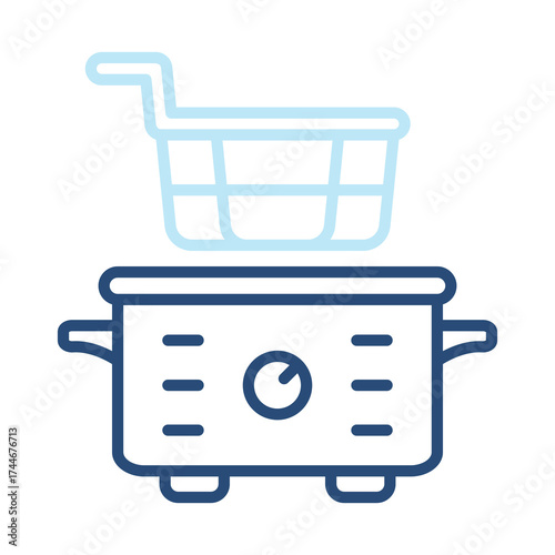 Fryer Icon Color Outline Style. Vector Illustration Design