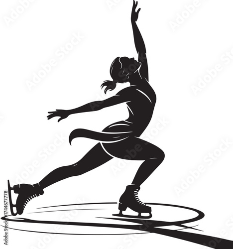 Graceful figure skater performs elegant spin on ice