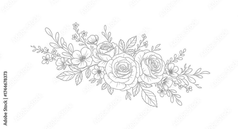 Obraz premium Elegant Floral Line Art Illustration