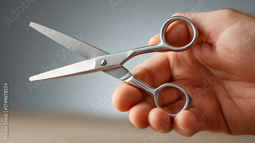 a pair of scissors held in a hand ready to cut something