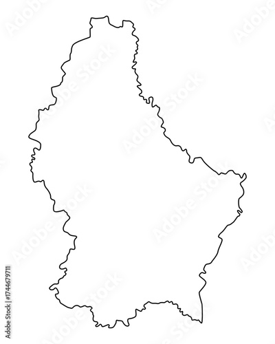 Vector map of Luxembourg, a country in Western Europe. Detailed black contour, isolated on white background.