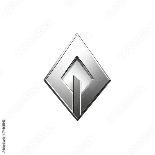 Free Download Silver emblem on black background, diamond shape with simple geometric design - GFXLoad