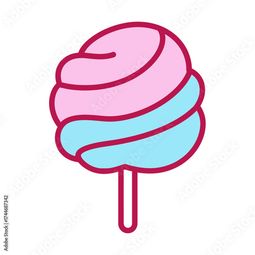 Sweet and fluffy cotton candy on a stick, a delightful treat.