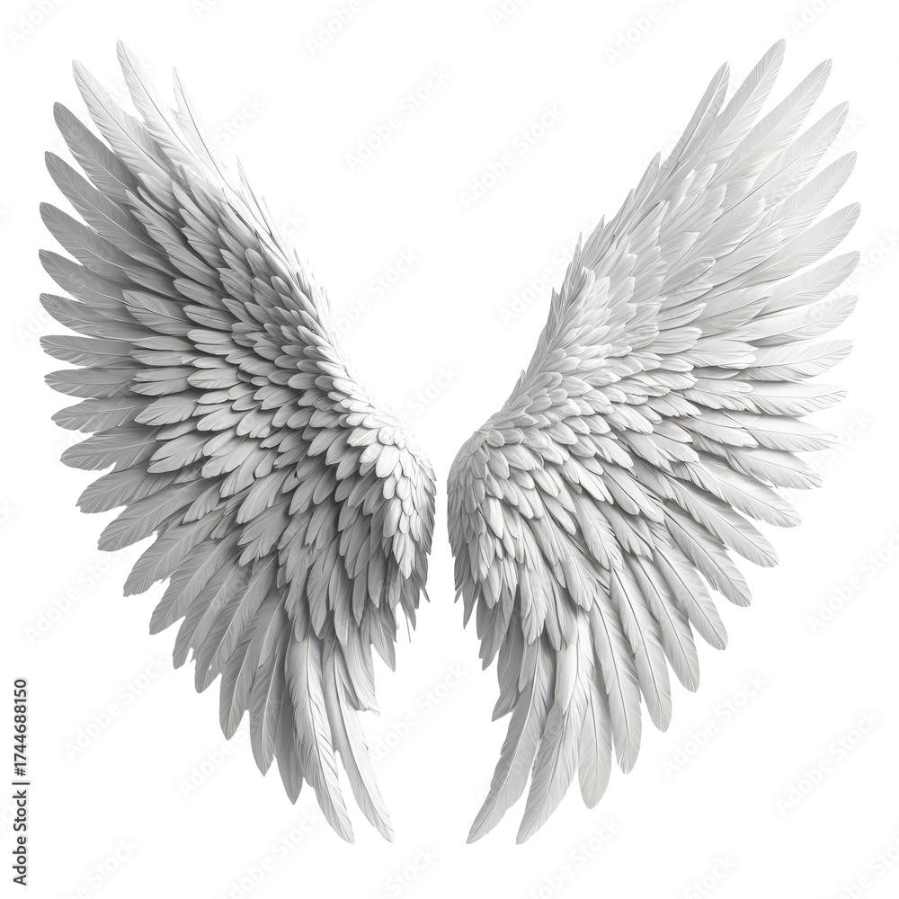 Fototapeta premium Majestic feathered wings, pristine white. Spread, ethereal, beauty
