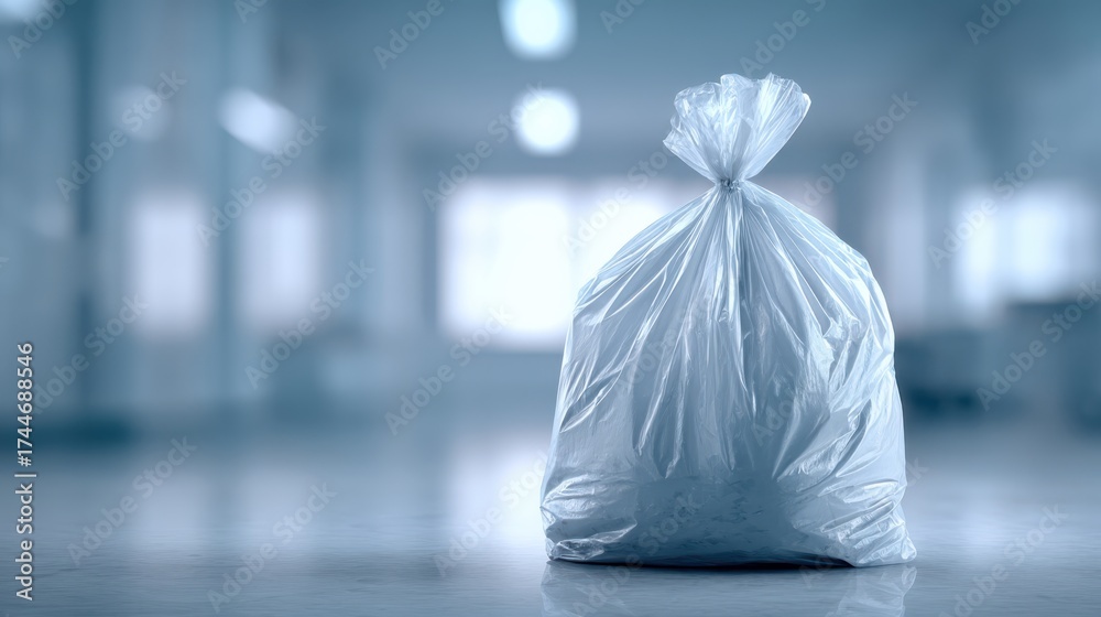 Obraz premium Sealed biohazard waste bag closeup in a clinical setting medical environment high-definition photography clean view