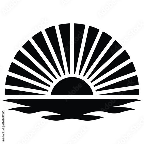 rising sun horizon icon vector icon