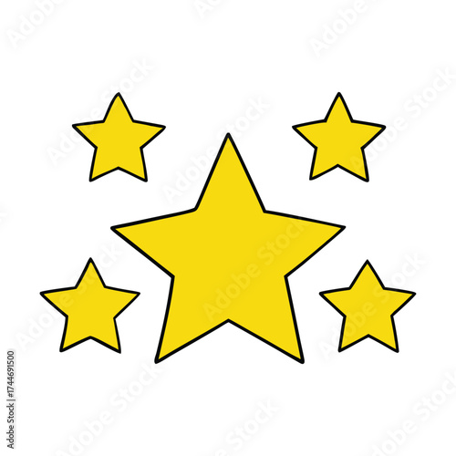 A set of five shining rating stars symbolizing excellence and top quality. Perfect for reviews, feedback, and awards, representing perfection and customer satisfaction.
