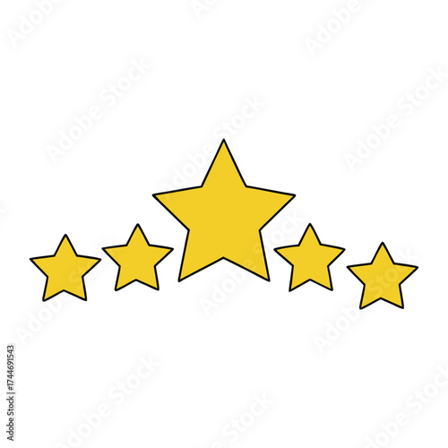 A set of five shining rating stars symbolizing excellence and top quality. Perfect for reviews, feedback, and awards, representing perfection and customer satisfaction.
