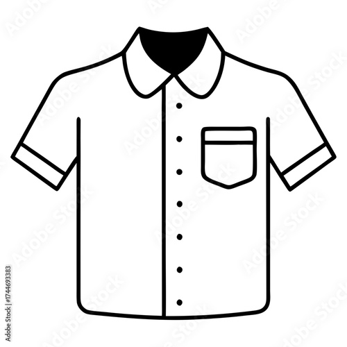 Illustration of a short sleeved button shirt on transparent background