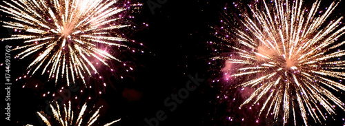 фотографія Banner Golden Firework celebrate anniversary independence day night time celebrate national holiday