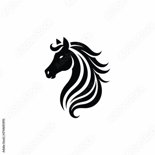 Elegant Horse Head Silhouette equine mane animal stallion mare equestrian design vector illustration logo symbol icon graphic art black