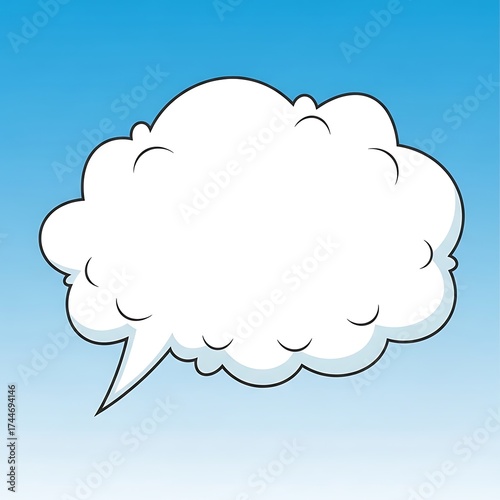 Cartoon Cloud Speech Bubble on Blue Gradient Background for Communication.