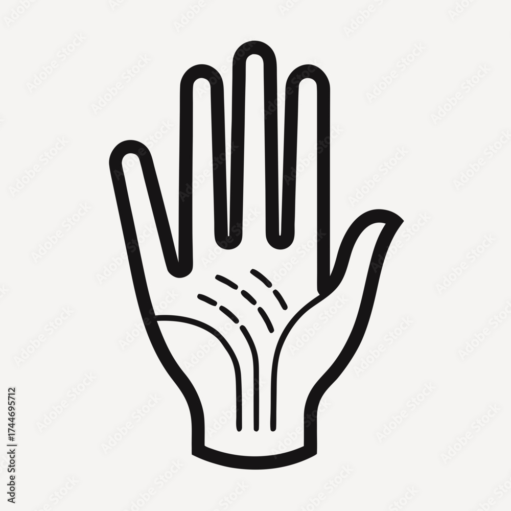Obraz premium Stylized hand icon with palm lines
