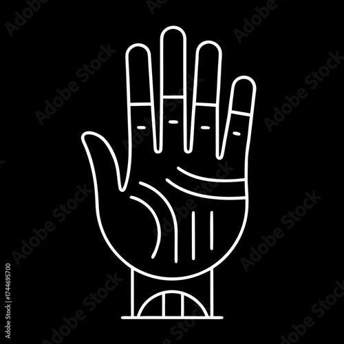Stylized white hand outline on black background