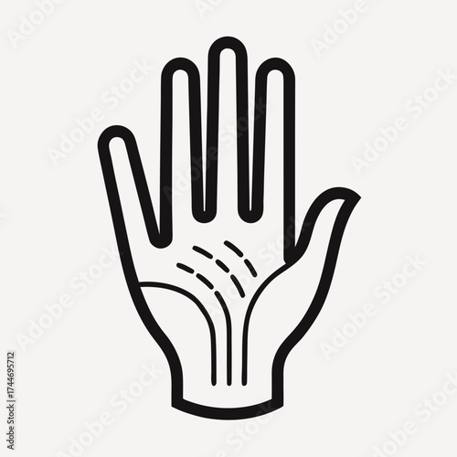 Stylized hand icon with palm lines