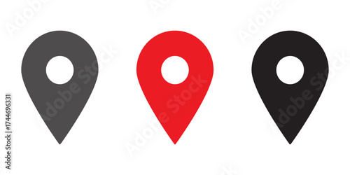 Map location pin icon set, GPS navigation marker vector symbols for app and interface design