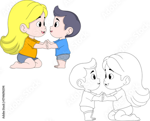 Mother Teaching Son Good Behavior Mothers Day Illustration