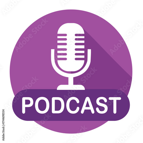 Podcast microphone icon for digital content creation and audio broadcasting