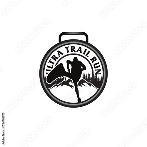 mountain marathon trail run medal design,trail run logo design