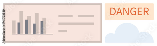 Bar graph alongside text and bold Danger label, reflecting caution, uncertainty, or alerts. Ideal for data analysis, risk management, presentation, safety communication, report warning research