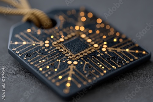 Artistic Close-Up of Intricate Circuit Board on Dark Background