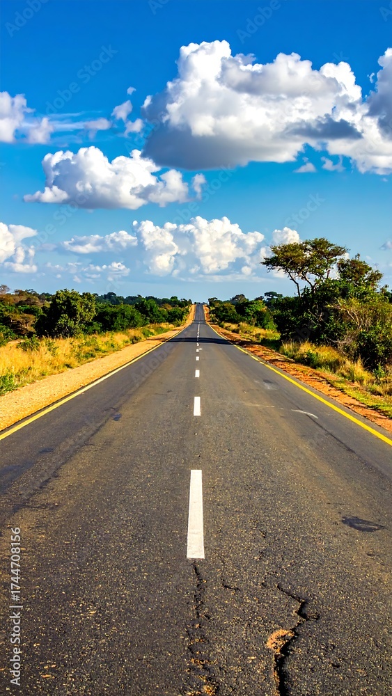 Fototapeta premium Empty road stretching into a bright sky