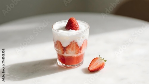 Fresh Strawberry Milk Latte Dessert