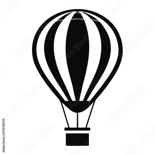 Black and white hot air balloon icon
