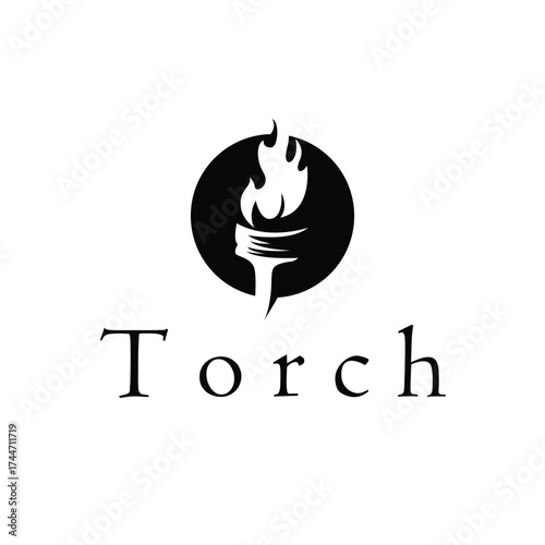 Torch logo, simple modern design, fire furnace, concept, symbol, illustration, poster template or product brand