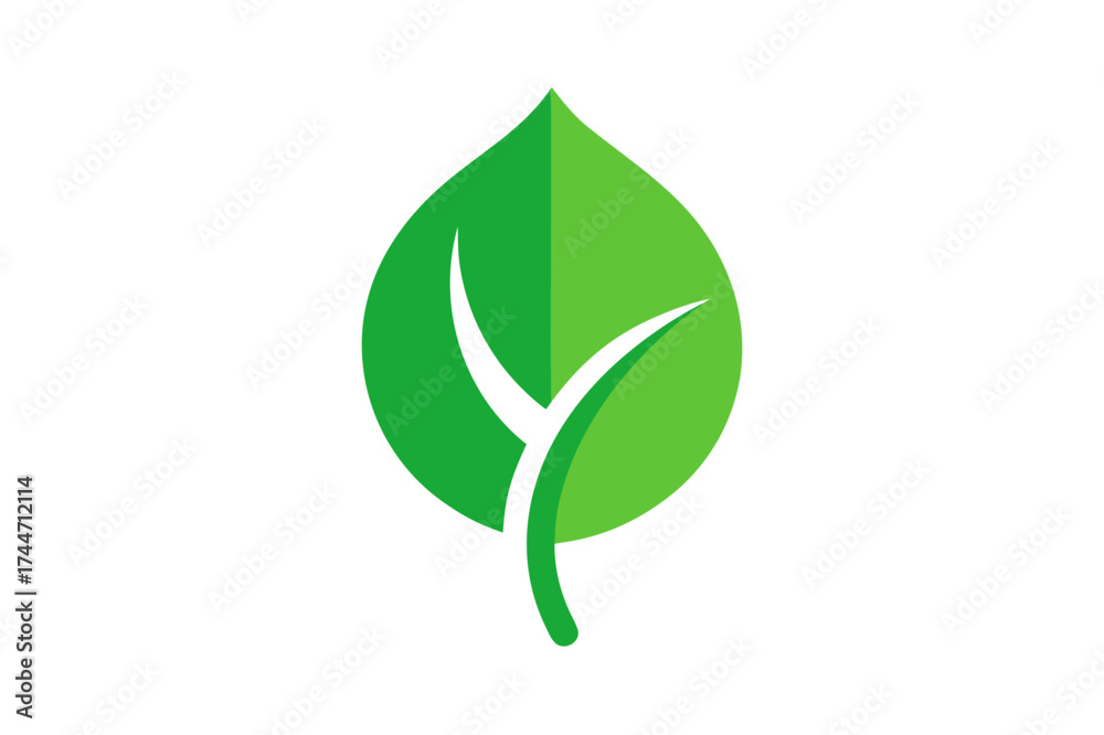 Fototapeta premium Green leaf icon representing growth and nature
