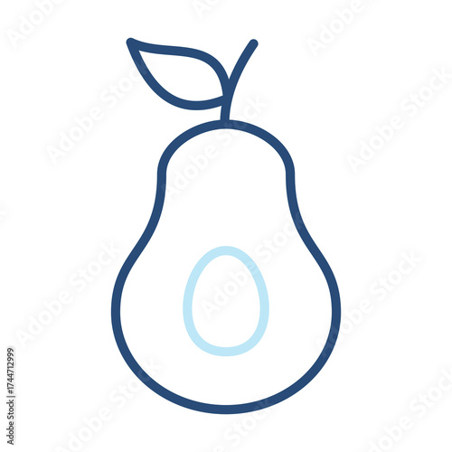 Avocado Icon Color Outline Style. Vector Illustration Design