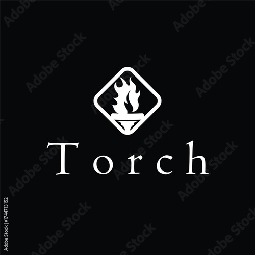 Torch logo, simple modern design, fire furnace, concept, symbol, illustration, poster template or product brand