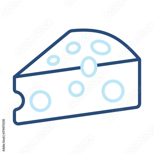 Cheese Icon Color Outline Style. Vector Illustration Design