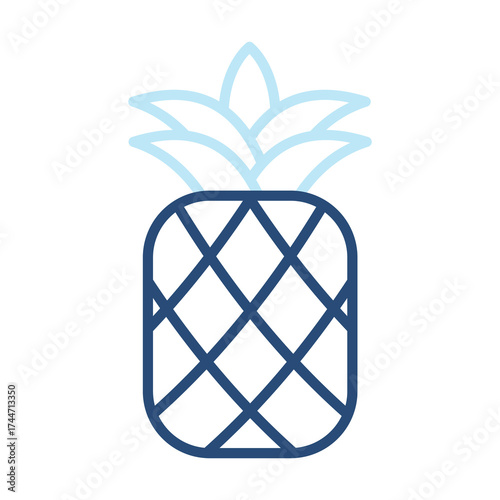Pineapple Icon Color Outline Style. Vector Illustration Design